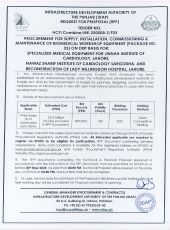 Biomedical Workshop Equipment (Package No. 25), for Specialized Medical Equipment for Jinnah Institute of Cardiology, Lahore - Nawaz Sharif Institute of Cardiology Sargodha - Reconstruction of Lady Willingdon Hospital, Lahore.