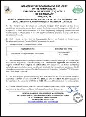 Hiring of Firm for Topographic Survey for Projects of Infrastructure Development Authority Punjab