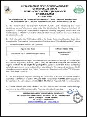 Design Review and Resident Supervision Consultant for Engineering, Procurement and Construction of Office Building of IDAP, Lahore