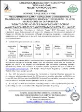 Laboratory Equipment (Package No. 18, Lot-E, Microscopes), for The BMT Centre - Hospice & Palliative Care Center of Nawaz Sharif Institute of Cancer Treatment & Research, Lahore