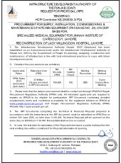 Kitchen Equipment (Package No. 24), for Specialized Medical Equipment for Jinnah Institute of Cardiology, Lahore - Reconstruction of Lady Willingdon Hospital, Lahore