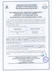 Package No. 2, Lot-G: MRI System 1.5Tesla for Reconstruction of Lady Willingdon Hospital, Lahore