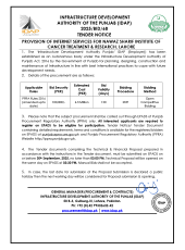  Provision of Internet Services for Nawaz Sharif Institute of Cancer Treatment & Research, Lahore