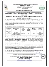 ICU Ventilators (Package No. 6, Lot-D)  for 200 Bedded Mother and Child Hospital and Nursing College, District Bahawalnagar