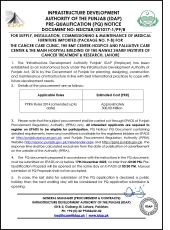Medical Furniture Imported (Package No. 9-B) for “The Cancer Care Clinic, The BMT Center-Hospice and Palliative Care Center & The Main Hospital Building of The Nawaz Sharif Institute of Cancer Treatment & Research, Lahore.”