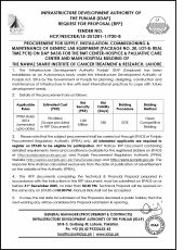 Genetic Lab Equipment (Package No. 20, Lot-B; Real Time PCR) for “The BMT Center- Hospice & Palliative Care Center & Main Hospital Building of The Nawaz Sharif Institute of Cancer Treatment & Research, Lahore.”