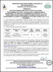 3.  Radiology Equipment (Package No. 03, Lot-J: Portable Ultrasound & Echocardiography System)  for “ Establishment of Federal Government Polyclinic (PGMI)-II At G-11/3, Islamabad.” 