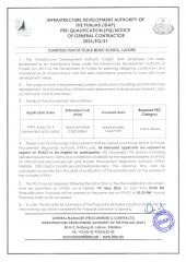 CONSTRUCTION OF FILM AND MUSIC SCHOOL, LAHORE (2026/PQ/31)