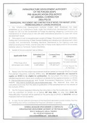 ENGINEERING, PROCUREMENT AND CONSTRUCTION OF MODEL FISH MARKET (STEEL FRAMED BUILDING) AT LAHORE (PACKAGE-B) (2026/PQ/33
