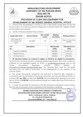 PROVISION OF CLIENT END EQUIPMENT FOR ESTABLISHMENT OF 286 BEDDED GENERAL HOSPITAL, ATTOCK (2026/BID/38)