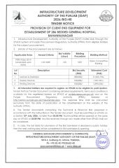 •	PROVISIOTABLISHMENT OF 286 BEDDED GENERAL HOSPITAL, BAHAWALNAGAR (2026/BID/40)