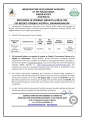 PROVISION OF INTERNET SERVICES & MPLS FOR 286 BEDDED GENERAL HOSPITAL. BAHAWALNAGAR (2026/BID/48)