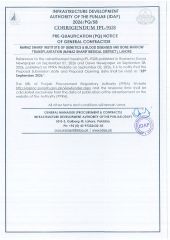 NAWAZ SHARIF INSTITUTE OF GENETICS & BLOOD DISEASES AND BONE MARROW TRANSPLANTATION (NAWAZ SHARIF MEDICAL DISTRICT), LAHORE (2026/PQ/58) (Corrigendum IPL-9328