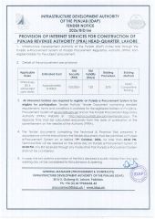 PROVISION OF INTERNET SERVICES FOR CONSTRUCTION OF PUNJAB REVENUE AUTHORITY (PRA) HEAD-QUARTER, LAHORE (2026/BID/66)